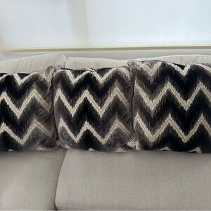 Modern Chevron Accent Pillow Set - Black and Gray